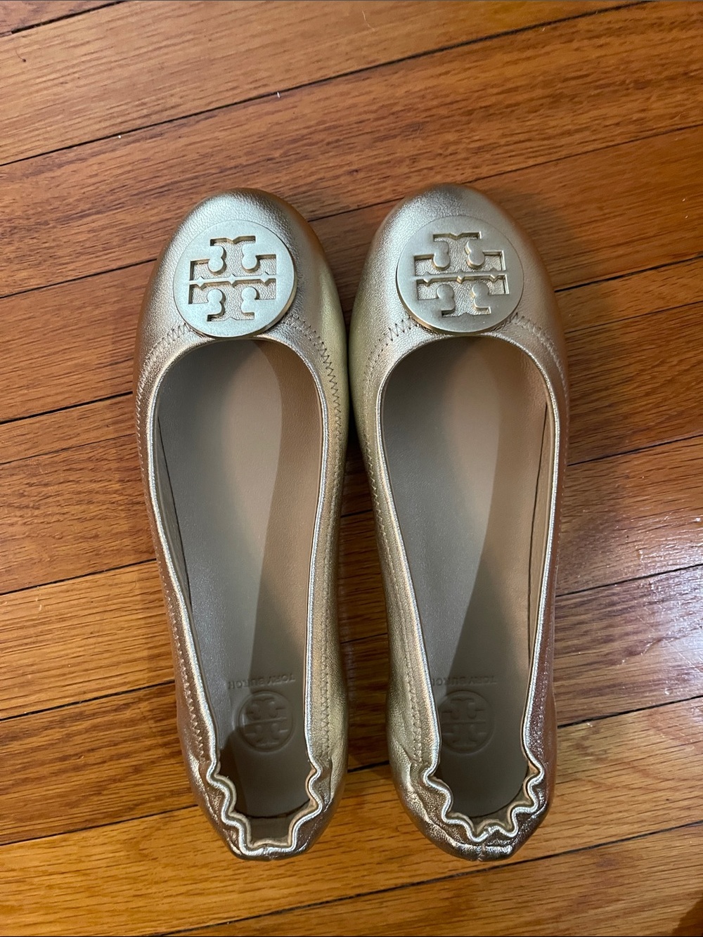 Tory Burch Metallic Gold Reva Ballet Flats - Picture 11 of 14